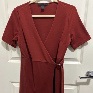 Red wrap mini dress